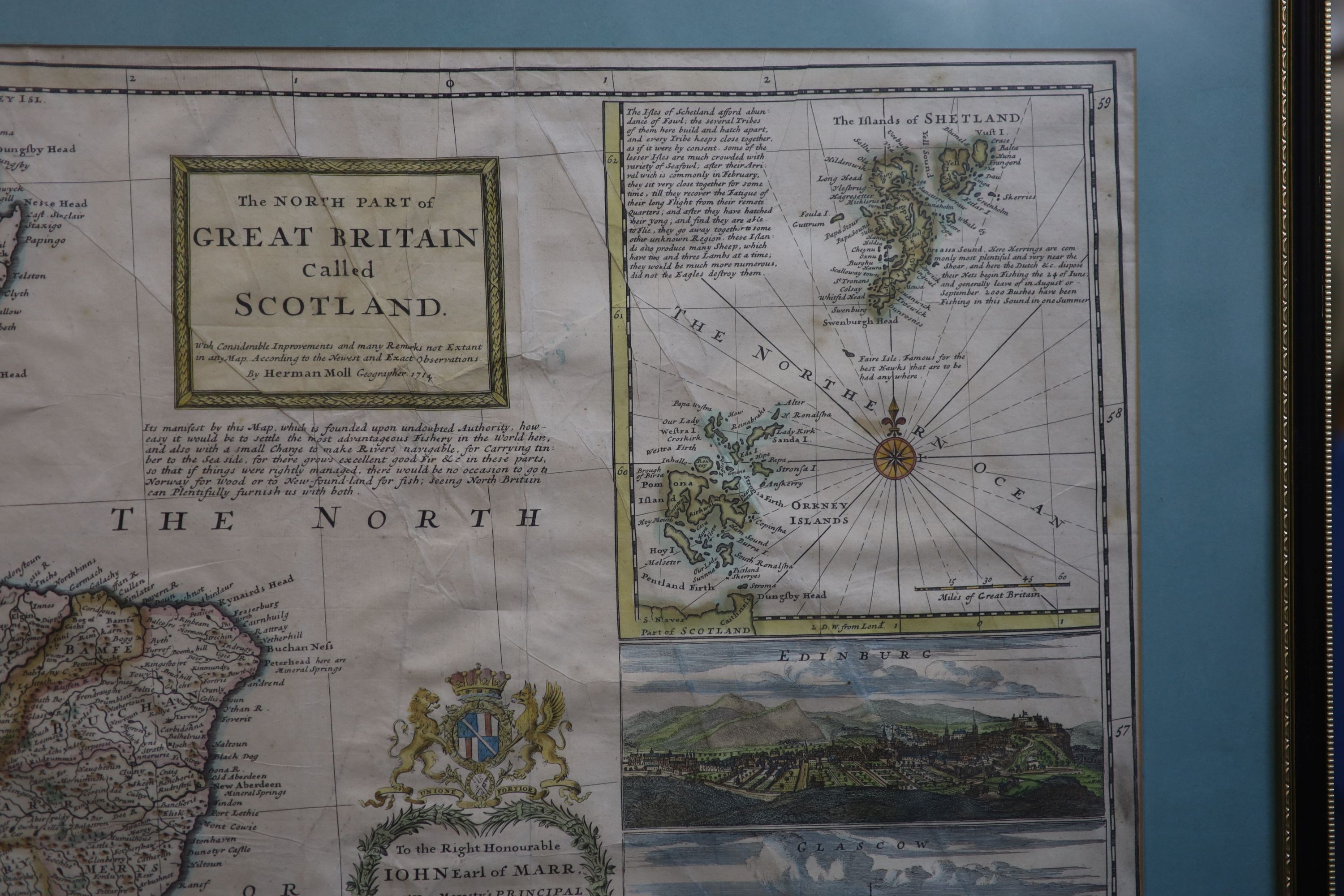 Herman Moll (1654-1732), 'The North Part of Great Britain called Scotland' 1714, coloured engraving, 60.5 x 101cm